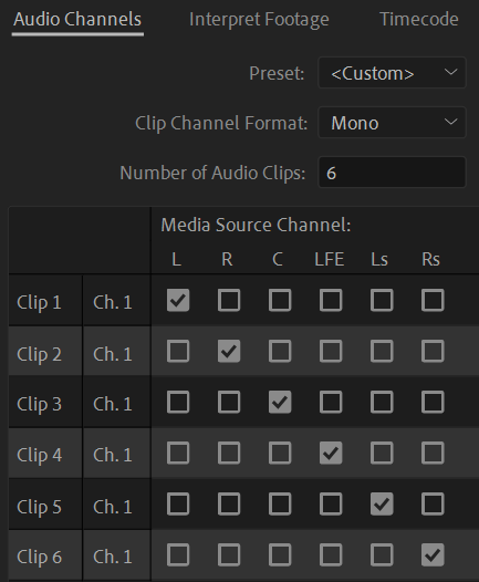 5.1 channel mapping