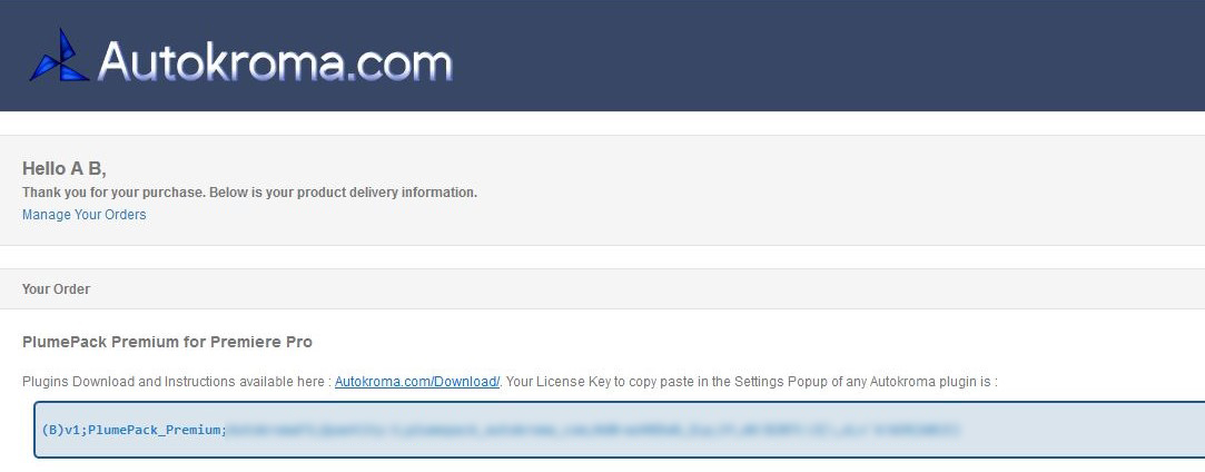 Autokroma PlumePack Screenshot License FastSpring