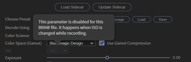 BRAW Studio Panel Premiere Pro Batch Change Settings ISO Clip Disabled