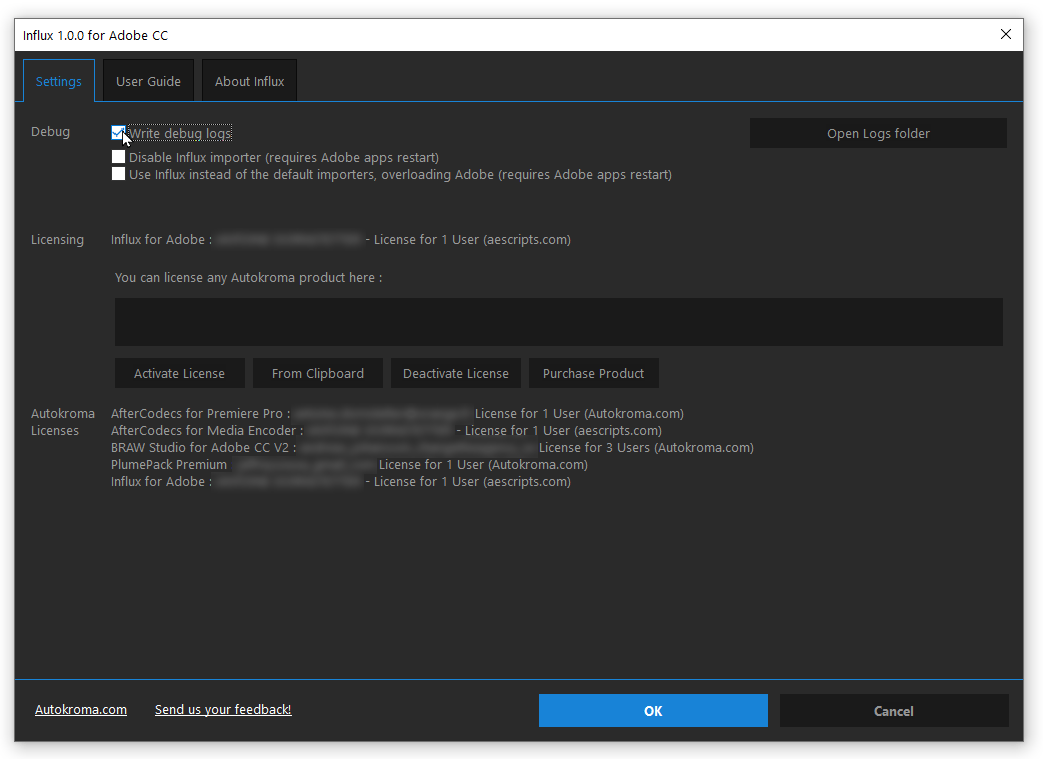 Influx Adobe Premiere After Windows Licensed Enable Logs Bug Report