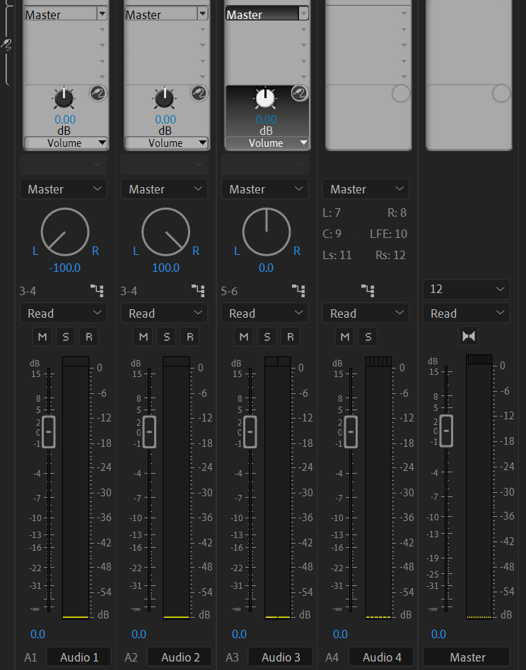 audio track mixer panner